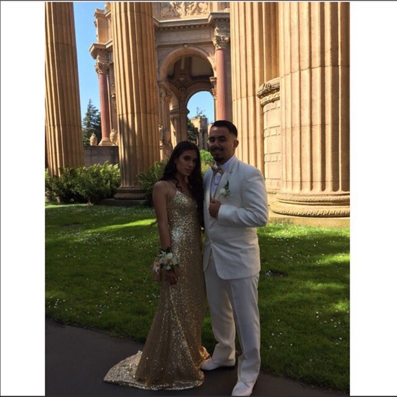 Sparkling Gold Prom Dress - Picture 4 of 4